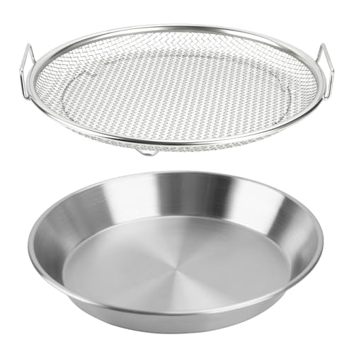 Oil Filter Tray, Stainless Steel Mesh Drain Basket Colanders Air Fryer Accessories for Fried Food Draining Rack Barbecue Grill Tray Net Draining Pan Strainer for Vegetable Dessert (10.2 Inch)