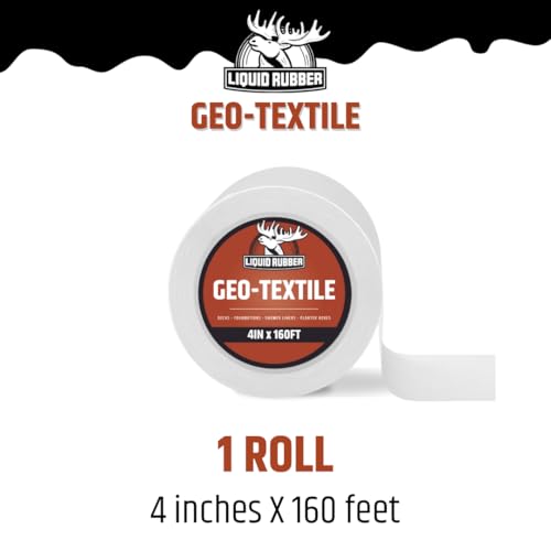 Liquid Rubber Geo-Textile - Use on Seams and Joints to Fix Leaks, Repair and Restore, Easy to Use 4 Inch x 160 Foot Roll