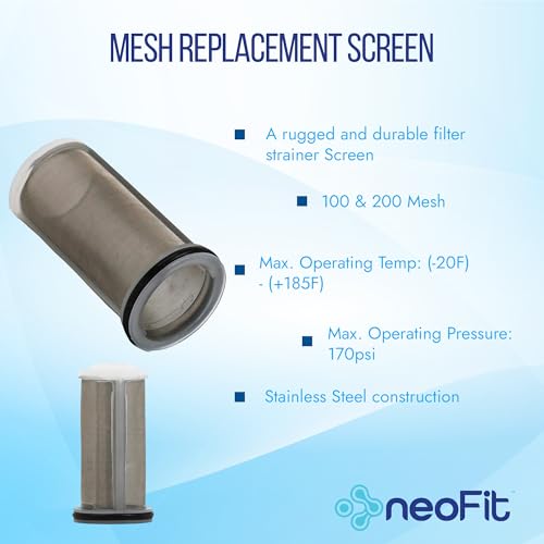 Image of NeoFit - Acetal Gray Push-in Filter Strainer (Gray, 3 /8 inch x 3 /8 inch Push-to-Connect), 100 Mesh (150 Micron) Stainless Steel Screen for Water, Air, and Fluid Filtration Systems