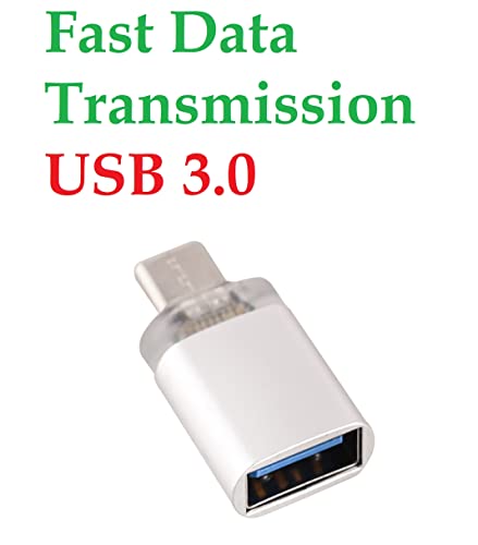 Image of JGD PRODUCTS USB Type C Male 3.0 to Female OTG Adapter with Light Indicator Compatible with All Type C Enabled Devices (Silver Matte with Light Indicator)