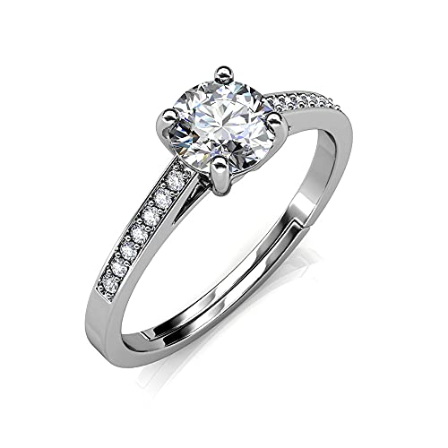 Bagues réglable pour femme en argent 925 solitaire moissanite 1,0ct