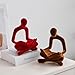 FJSPERM Red Reading Statue Decor, Modern Abstract Thinker Sculptures Decorations for Living Room, Flocked Figurine for Dining Room Office TV Stand Shelf Coffee Table Decoration, Gifts for Women