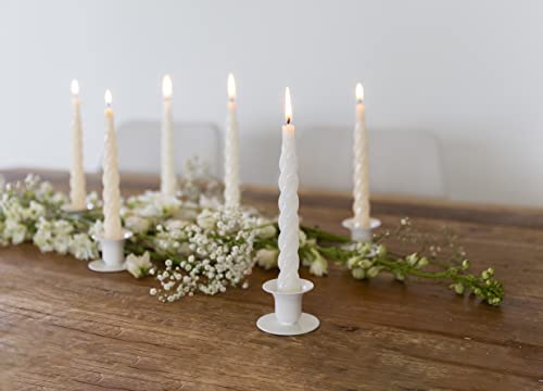 Candles with a Twist®, Made in Italy, 25 Colours Available, Dinner Candles, Twisted Candles Long Burning 5 Hours, Tapered Candles, Lacquered, Unscented Candle Gift Set, 6 pcs. 2.2 x 21cm (Creme) - Image 3