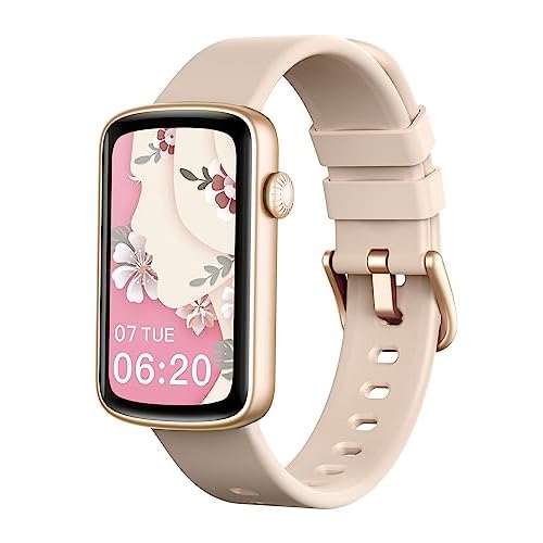 Bracelet Connecté Femme Montre Connectée avec Podometre Cardiofrequencemetre SpO2 Suivi de Cycle Suivi Sommeil Fond d écran Personnalisé 24 Modes Sportifs Notification Waterproof Rose