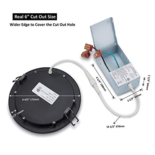 Popanu 6-Inch Led Recessed Slim Downlight Canless Ceilling Lights With Junction Box, Ic Rated Etl 12W 1027Lm Dimmable Led Panel Light, Black Finish (Daylight (5000K), 6 Pack) #TOP3