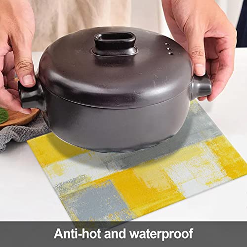 Lnond Yellow Leather Placemats And Coasters Set Of 4, Coffee Mats Kitchen Table Mats, Heat Resistant, Wipeable Washable Place Mats For Kitchen Dining Table #TOP2