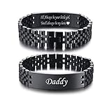 VNOX Father Dad Bracelet for Men - Stainless Steel Link Bracelet Personalized Engraved DAD Jewelry Father Day Birthday Gift for Men DAD Father from Daughter -  VNOX Jewelry