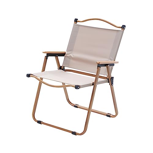 Yumyolk Silla de Camping Plegable Ligera, Camping Chair Máx.140 kg, Ideal para Acampada, Picnic, Pesca - Caqui 51 x 44 x 60cm
