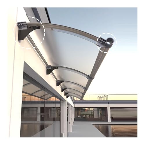 Auvent de porte de fenêtre en polycarbonate transparent et grand auvent extérieur métallique