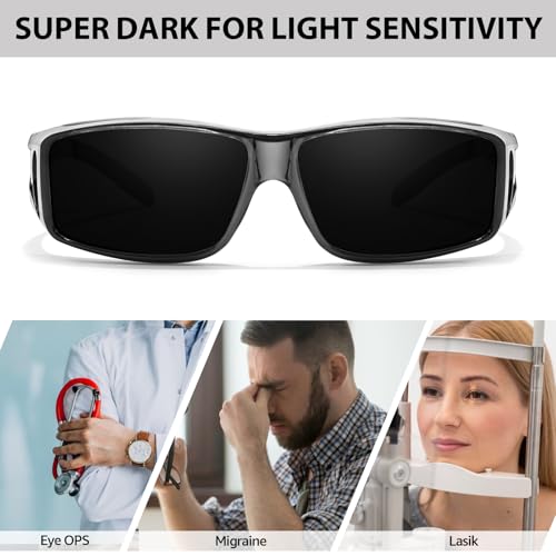 Myiaur Cat.4 Super Dark Sunglasses Over Glasses for Women Men, Polarized UV400 Sun Glasses Anti Glare for Light Sensitive3