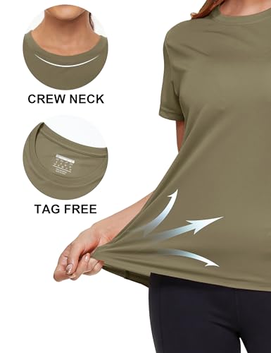 Image of MAGCOMSEN Women's Short Sleeve T-Shirts UPF 50+ Sun Protection Shirts Quick Dry Athletic Running Workout Tops Rash Guard