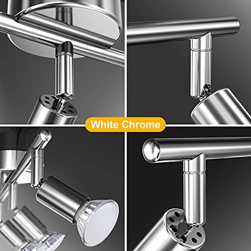 Uchrolls LED Ceiling Light Rotatable,3 Way Modern Ceiling Spotlight for Kitchen, Living Room and Bedroom, Complete with 3X 4W GU10 LED Light Bulbs (450LM, Cool White)- White Chrome