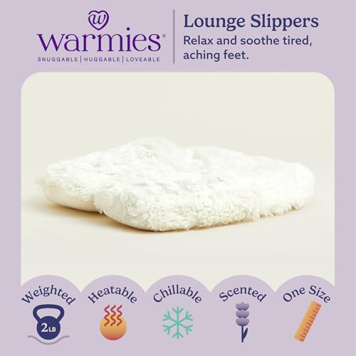 Image of warmies Microwaveable House Slippers for Women - Plush, Soft & Fuzzy Indoor Slippers with Backs & Non-Slip Memory Foam Soles - Cozy Warm Ladies Slipper