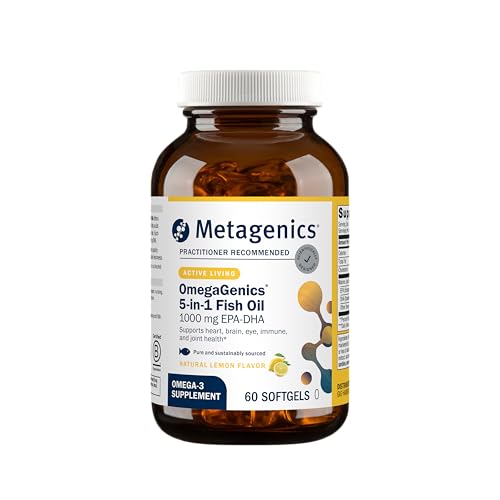 Metagenics OmegaGenics Omega-3 Fish Oil 1000mg EPA DHA -High Potency Omega 3 Supplement for Heart Brain & Joint Health-Sustainably Sourced- 60 Softgels