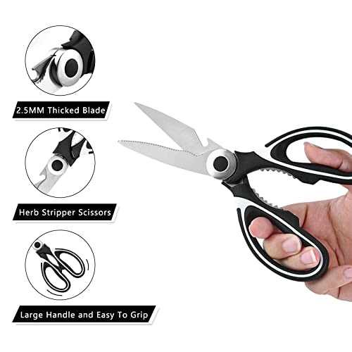Kitory Kitchen Shears - Ultra Sharp Premium Scissors With Sheath - Heavy Duty Poultry Shears-Nut Cracker-Bottle Opener- Multi Purpose Scissors #TOP2