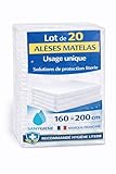 SANYGIENE | Alèse Matelas Jetable 160X200 cm | Lot de 20 Alèses Type Plateau | Protection Economique Hygiène Literie Tourisme et Médical