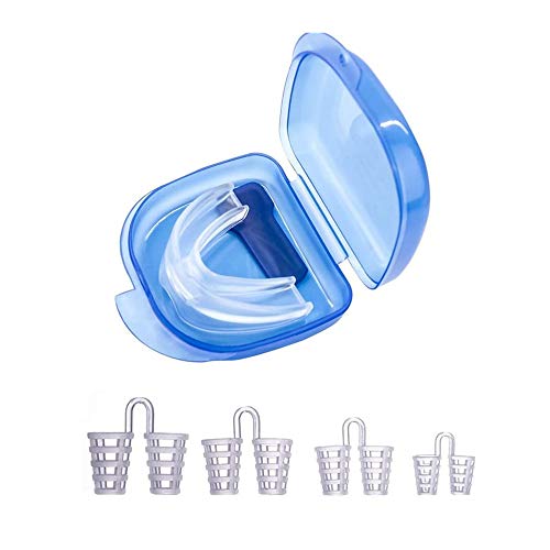 Fèrula Dental Placa de Descarga Nocturna Protector y venteos de nariz, Bucal para dormir Apnea del Sueno anti Ronquidos Bruxismo Rechinar los dientes