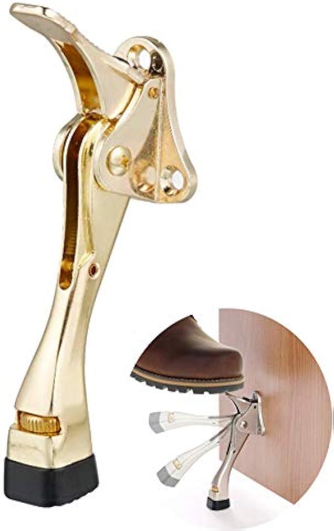 Easy Pedal Kick Down Door Stop Stopper Easy Step Door Kick Doorstop,Premium Quality,Height-Adjustable Rubber Foot,4 Inch