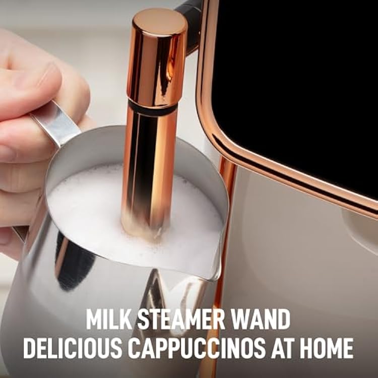 Zulay Kitchen Magia Clasica - Fully Automatic Espresso Machine With Grinder - Touch Screen Coffee Maker With One-Touch Operation - Milk Foam System For Latte, Cappuccino, Macchiato - Cream Copper