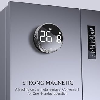 BlueSnail Kitchen Timer with LED Digital Display Smart Efficana for Home Classroom Gym Office, Volume and Brightness Adjustable Productivity Timer (Silvery)