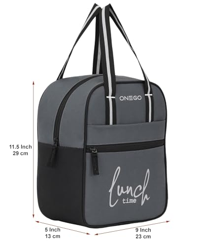 Image of Durable & Lightweight Lunch Bag | Trendy Water-Resistant Tiffin Bag & Meal Holder for Office, School, Travel & Picnic, Stylish, Insulated Design for Men, Women & Kids (Grey)