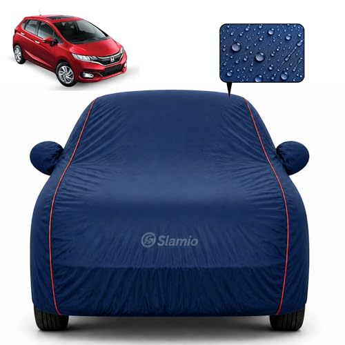 Image of Premium 100% Waterproof Car Cover for Honda's Jazz 2015-2026 Models All-Weather, UV & Dust Protection | Heavy-Duty 3-Layer Fabric | Custom Fit with Mirror & Antenna Pockets | Navy Blue