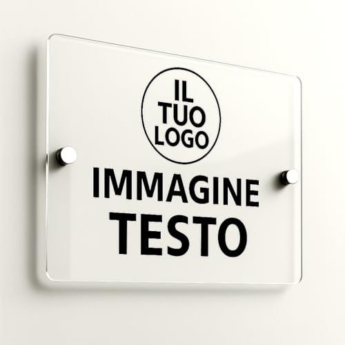 Mr Pubblicità - Targa Personalizzata Plexiglass Personalizzata, Stampata con Logo Testo o Immagine, Insegna, Cartello, Targhetta (15x10 cm)