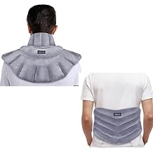 REVIX Microwavable Heating Pad for Neck Shoulders and Microwavable Heating Pad for Back, Microwave Heated Neck Wrap with Moist Heat, Weighted Neck Warmer, Light-Gray, Unscented Hot or Cold Pack