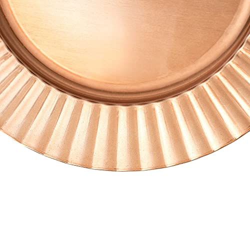 Simply Elegant Fluted Edge Plastic Charger Plate | Service Plate For Parties, Dinner, Weddings, Quinceaneras And Events | 13 Inch Diameter | Rose Gold - Foil Finish | Set Of 24 #TOP1
