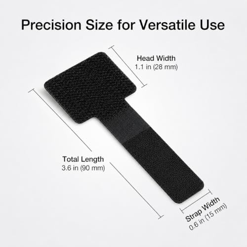 10 Pcs Cable Management Under Desk, Hook and Loop Cable Ties Detachable Cable Straps Heavy Duty Reusable, Black miniatura 2