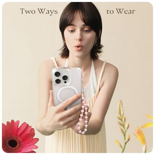 Conaks Phone Charm Wrist Strap, Cute Cell Phone Charm Crystal Beaded Bracelet with 2 Tether Tabs, Convertible 2-in-1 Wristlet Chain Lanyard for iPhone Samsung Women — view 6
