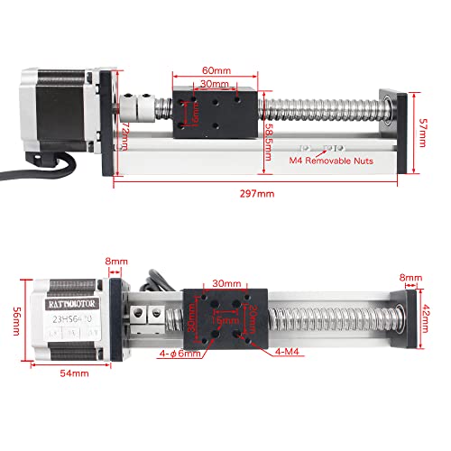 Rattmmotor CBX1605-200A 200Mm / 7.87 Inch Linear Stage Actuator With Square Linear Rai+1605 Ballscrew, Motorized Xyz Linear Stage Table Cnc Linear Motion Rail Guide+Nema23 Stepper Motor thumb #1