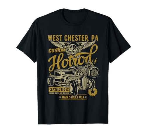 West Chester PA USA Vintage Hotrod Design stile invecchiato Maglietta
