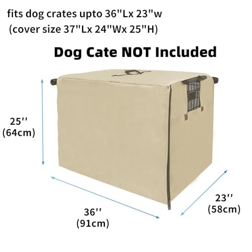 Capa de caixa de cachorro de 91 cm, capa de canil para gaiola grande de arame com 1 2 3 portas, teci