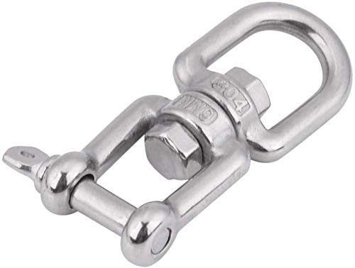 POFET 2 Stück Drehgelenk-Ring, 8 mm, robust, 304 Edelstahl, Seilwirbel, 304 Edelstahl Drehgelenk für Hängende Schaukel Sandsack und Diverse Drehbare Aufhängungen