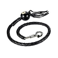 Dream Apparel 42" Leather Motorcycle Get Back Whip With Pool Ball - Black & Orange Fringed Biker Whip