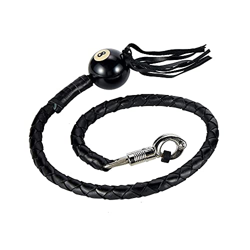 Dream Apparel 42" Leather Motorcycle Get Back Whip for Handlebar Fringed Biker Whip With Pool Ball, Black by Dream Apparel - Used condition - US$25.17
