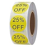 Hybsk 500pcs 25% Percent Off Stickers for Retail Sale Clothes Clearance Labels 1 inch 500 Adhesive Stickers (25 Percent Off)