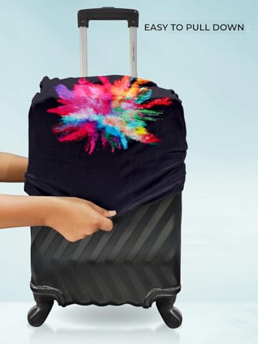 Image of Cortina Eco-Friendly Abstract Print Luggage Protective Cover|Large|Fits 26-30 Inch Luggage|Polyester-Spandex|72cm (28 inches)|Travel Suitcase Protectors|Anti Scratch|Pack of 1|Blue 8