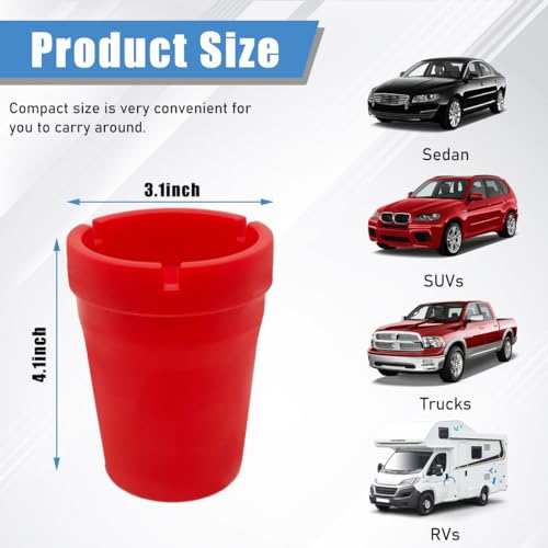 Image of Ohleats Car Ashtray, Smokeless Smellproof Windproof Self-Extinguishing Auto Ashtray, Portable Mini Vehicle Cigarette Trash Can Fits Most Cup Holder for Home Office, Car Accessories (Red)