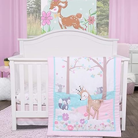 Cloele Pink Animals Crib Bedding Set Cover
