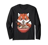 carino fox mangiare ramen giapponese kawaii animal noodles maglia a manica