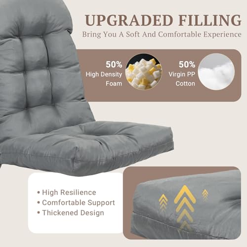 FAMIROSA Outdoor Sitzkissen Stuhlkissen, Hohe Rückenlehne Adirondack Stuhlkissen, Wasserdicht & UV-beständig, Schaukelstuhlauflage mit Bändern, 1-teiliges Polster für Terrasse (Dunkelgrau)