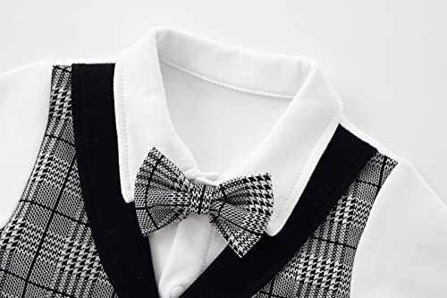 Hresadio Baby Boy Suit Outfits,Newborn Baby Boys Gentleman Romper With Tuxedo With Bowtie (Black, 9-12 Months) #TOP2