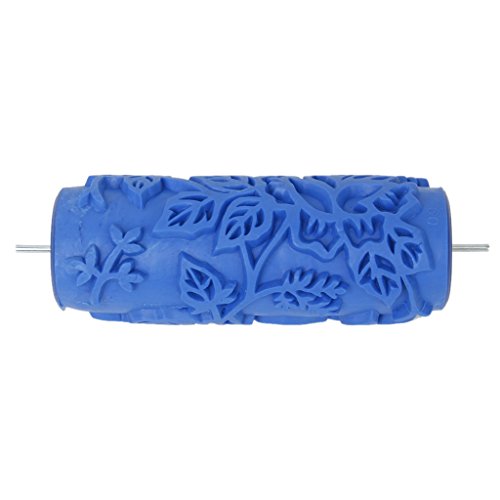 15cm Empaistic Flower Pattern Painting Roller for DIY Wall Decoration- Blue