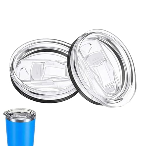 2-Pack 20 Oz Tumbler Replacement Lids, 3.07in Clear Plastic Spill-Proof Covers with Slide Closure Compatible with Stainless Steel Tumbler, Stanley Cup and Travel Mug (Transparent)