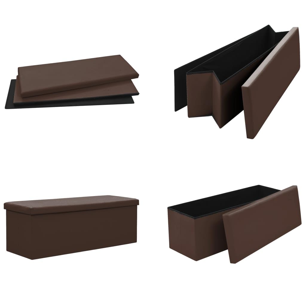 Aufbewahrungsbank, faltbar, Braun, PVC, Truhe, Bettvorderseite, Fußstütze, Möbel für Wohnzimmer, Schlafzimmer, Flur
