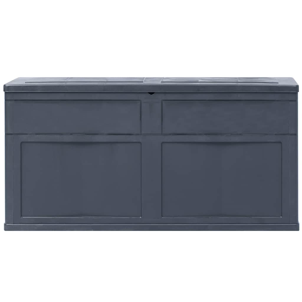 Garten-Aufbewahrungsbox 320 L Schwarz Kunststoff Holz-Optik mit Deckel abschließbar wetterfest für Balkon Terrasse Outdoor Stauraum Sitzfunktion Schutz Ordnung