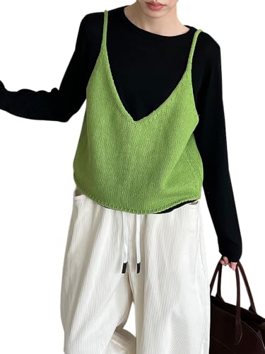 [拼衣坊] ベスト 2way レディース ニット ビスチェ リボン キャミソール クロシェ トップス ノースリーブ ニットベスト ウール ショート丈 vネック レイヤード ニットビスチェ 大きいサイズ 無地 おしゃれ きれいめ ゆったり 体型カバーのサムネイル