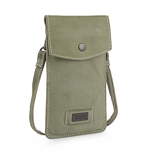 Lois - Kleine Umhängetasche für Frau echtes Leder. Langer verstellbarer und abnehmbarer Riemen., Minze